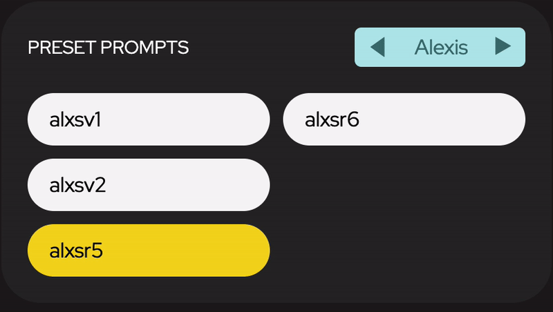 Choosing from pre-selected prompts in the interface.
